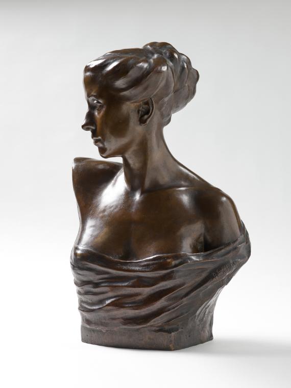 Albert Jakob Schloss, Die Schauspielerin Helene Thimig, undatiert, Bronze, patiniert, 60 × 38 ×…