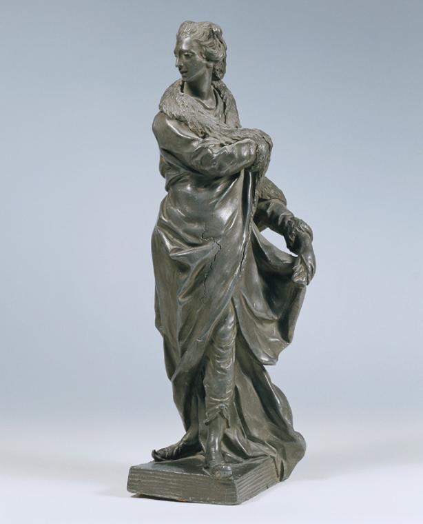Jakob Gabriel Mollinario, Allegorie der Jahreszeit Winter, um 1755/1760, Blei, H: 33 cm, Belved…