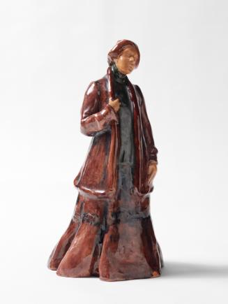 Elena Luksch-Makowsky, Selbstbildnis als Schwangere, ca. 1901, Fayence, farbig glasiert, 35 × 1…