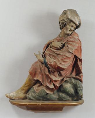 Unbekannter Künstler, Sitzender Mann, um 1700, Holz, gefasst, H: 68 cm, Belvedere, Wien, Inv.-N…