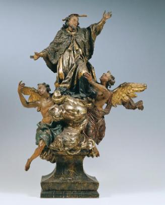 Unbekannter Künstler, Apotheose des heiligen Johannes von Nepomuk, 18. Jahrhundert, Holz, gefas…