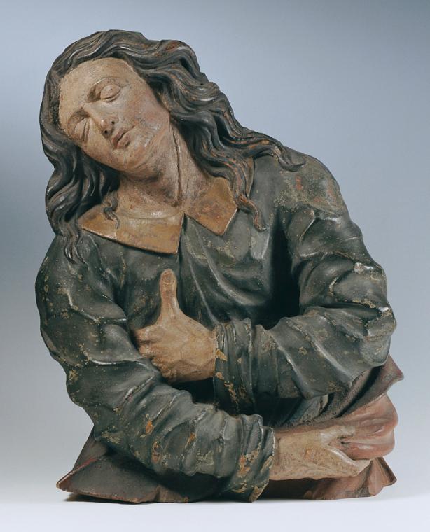 Unbekannter Künstler, Umkreis Joseph Thaddäus Stammel, Schlafender Jünger, um 1750, Holz, farbi…