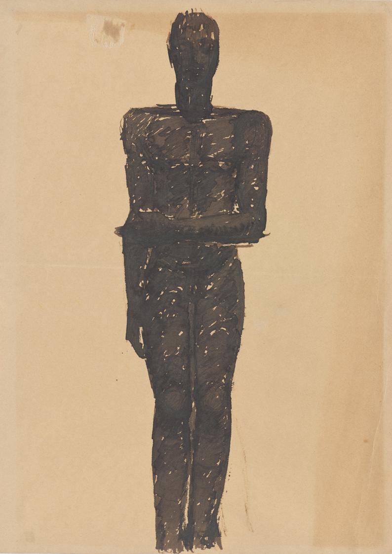 Fritz Wotruba, Männliche Figur, 1934, Tusche, Feder, laviert,  Aquarell auf Papier, Blattmaße: …