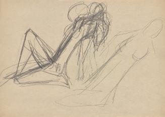 Fritz Wotruba, Zurückgelehnte weibliche Figuren, 1946/47, Bleistift auf Papier, Blattmaße: 20,9…
