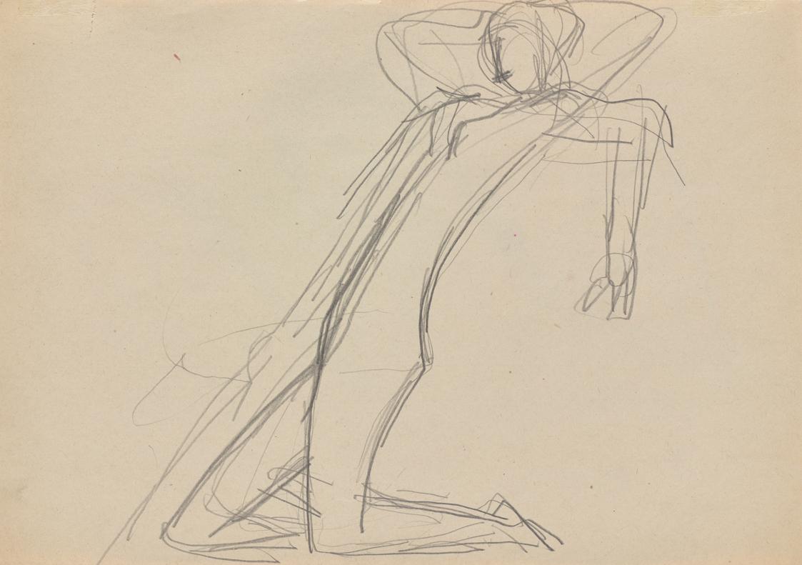 Fritz Wotruba, Zurückgelehnte weibliche Figuren, 1946/1947, Bleistift auf Papier, Blattmaße: 20…