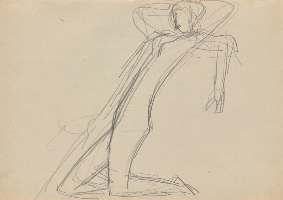 Fritz Wotruba, Zurückgelehnte weibliche Figuren, 1946/1947, Bleistift auf Papier, Blattmaße: 20…