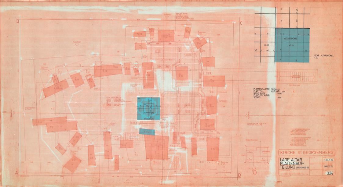 Fritz Gerhard Mayr, Kirche zur Heiligsten Dreifaltigkeit auf dem Georgenberg in Wien-Mauer. Pla ...