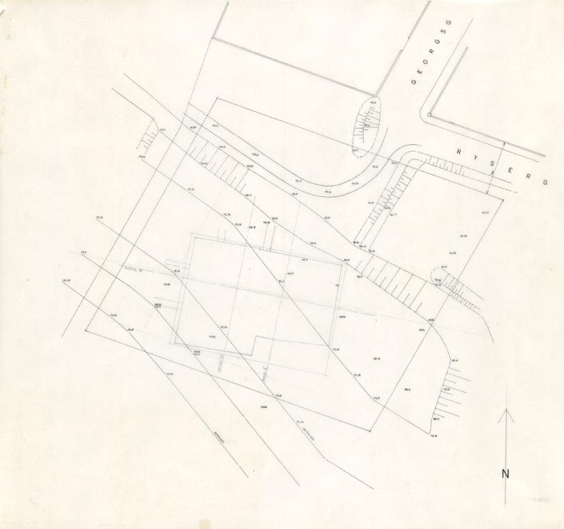 Fritz Gerhard Mayr, Lageplan des Baugrundstücks für die Kirche zur Heiligsten Dreifaltigkeit au ...