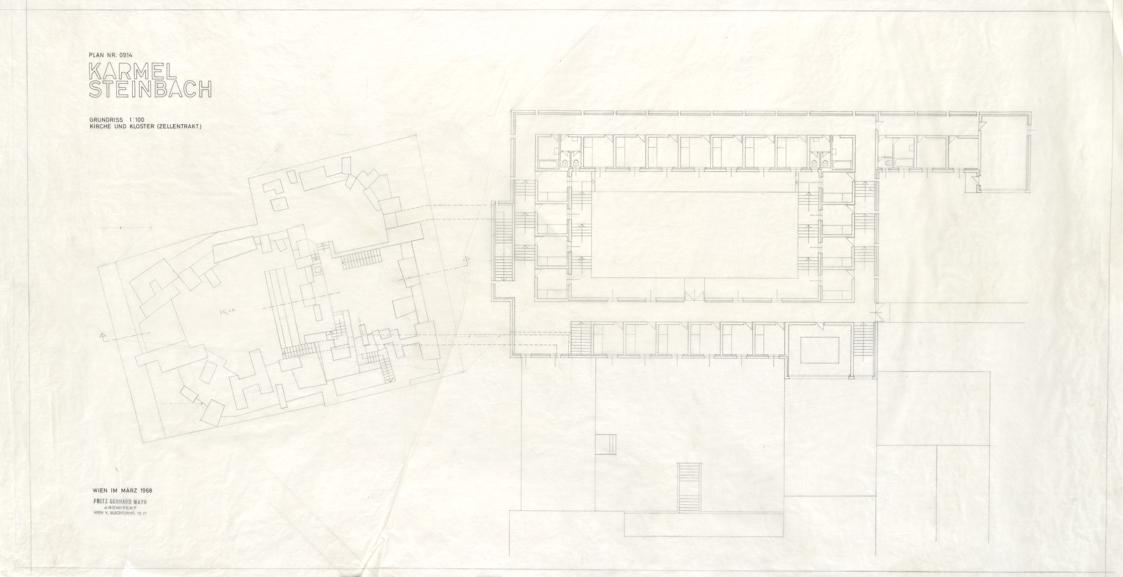 Fritz Gerhard Mayr, Karmelitinnenkloster Steinbach bei Wien. Plan von Kirche und Kloster (Zelle…