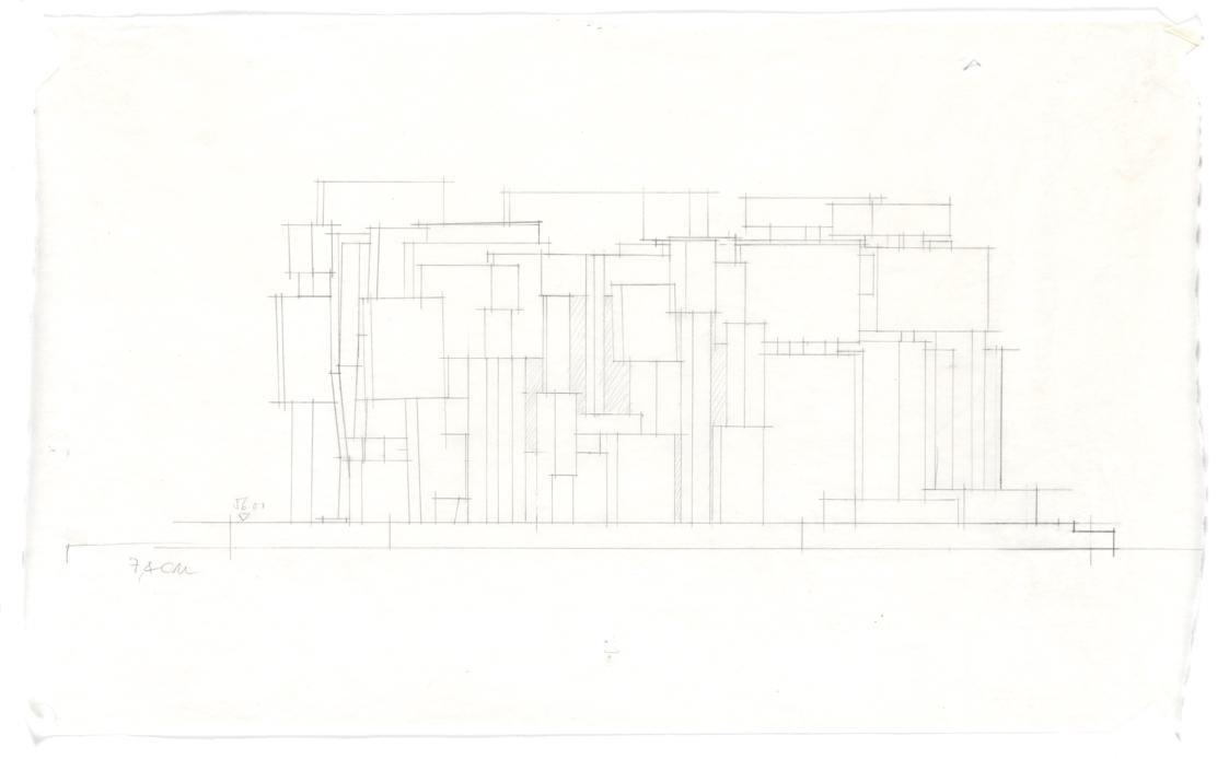 Karmelitinnenkloster Steinbach bei Wien. Arbeitsplan, Kirche Westfassade (später die Südfassage der Kirche auf dem Georgenberg in Wien-Mauer)
