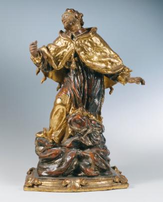 Unbekannter Künstler, Apotheose des heiligen Johannes von Nepomuk, um 1700, Holz, farbig gefass…
