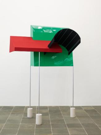 Sonia Leimer, Awning, 2021, Aluminium, Acryl, PVC, Beton, 271 × 195 × 128 cm, Belvedere, Wien, …