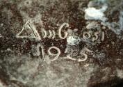 Gustinus Ambrosi, Hl. Sebastian, Detail: Bezeichnung, 1925, Bronze, H: 40,5 cm, Belvedere, Wien…