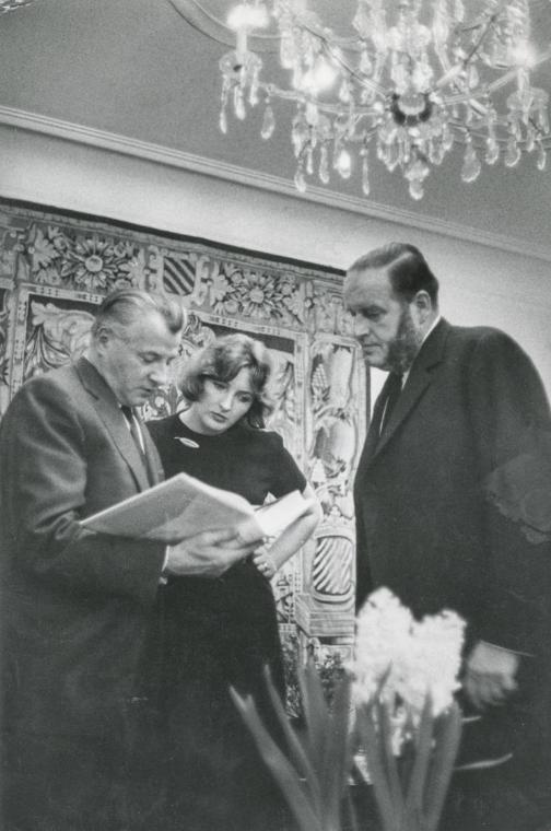 Erich Lessing, Fritz Wotruba, Lucy Wotruba und Manfred Mautner-Markhof (v. li. n.re.) beim Betr…
