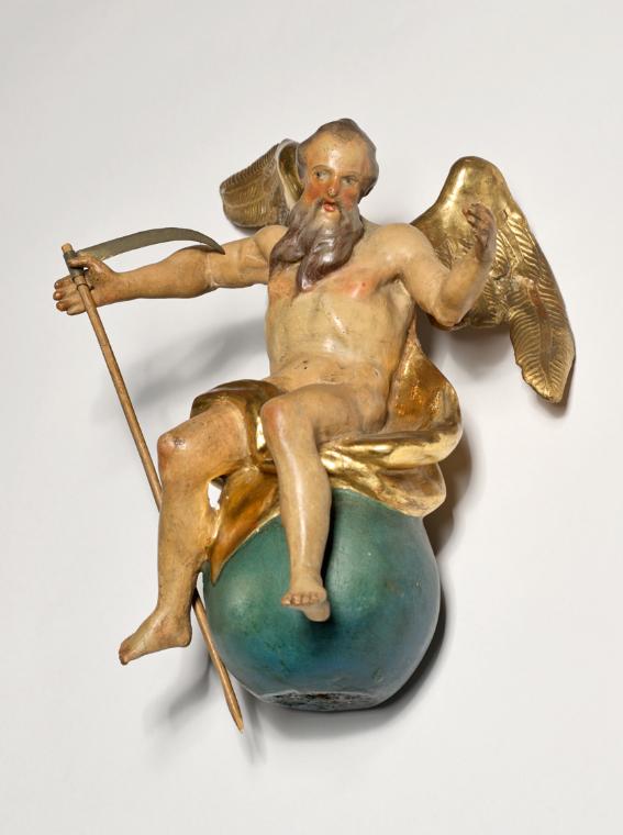 Unbekannter Künstler, Chronos, um 1750, Holz, farbig gefasst und vergoldet, 30 cm, Belvedere, W…