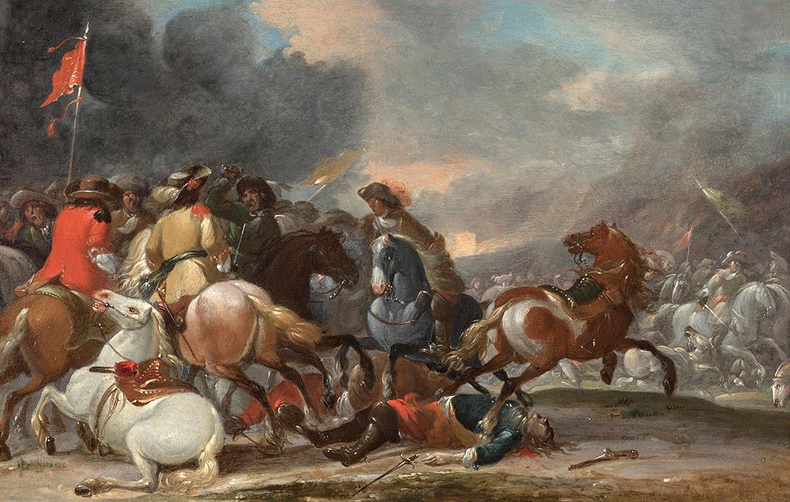 Georg Philipp Rugendas, Reiterschlacht, 1700/1730, Öl auf Holz, 17,5 × 27,5 cm, Belvedere, Wien…