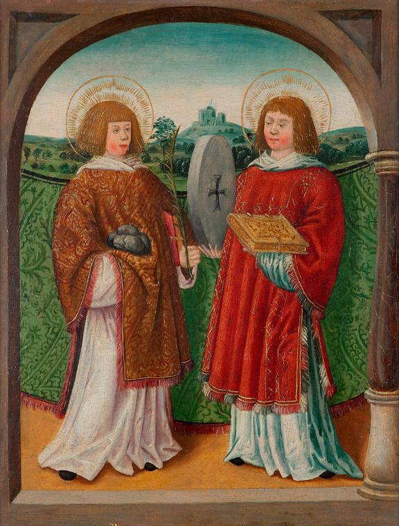 Österreichischer Maler, Die Heiligen Stephanus und Florian (?), Anfang 16. Jahrhundert, Öl auf …
