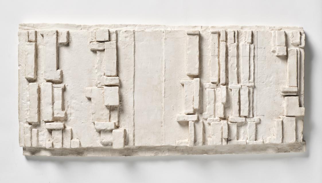 Fritz Wotruba, Figurenrelief, Entwurf für Figurenrelief in 2 Teilen, 1964, Gipsguss nach Tonmod ...