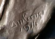 Gustinus Ambrosi, Alfons Petzold, Detail: Bezeichnung, 1916, Bronze auf Serpentin-Postament, H:…