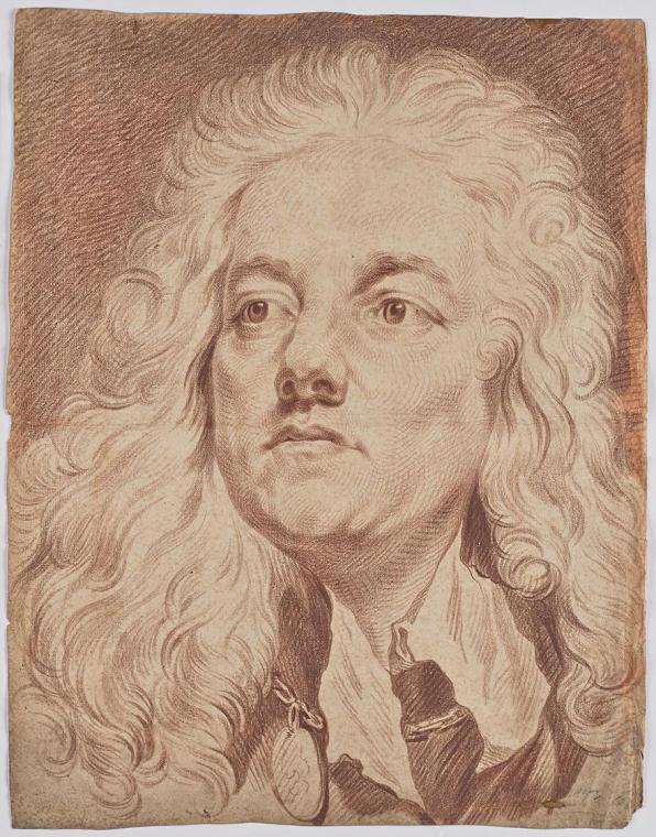 Jacob Matthias Schmutzer, Bildnis des Universitätsfechtmeisters Carl Freyheit, nach 1768, Rötel…