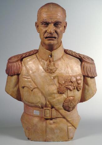 Gustinus Ambrosi, Reza Schah Pahlavi, 1966, Gips, patiniert, H: 85 cm, Belvedere, Wien, Inv.-Nr…