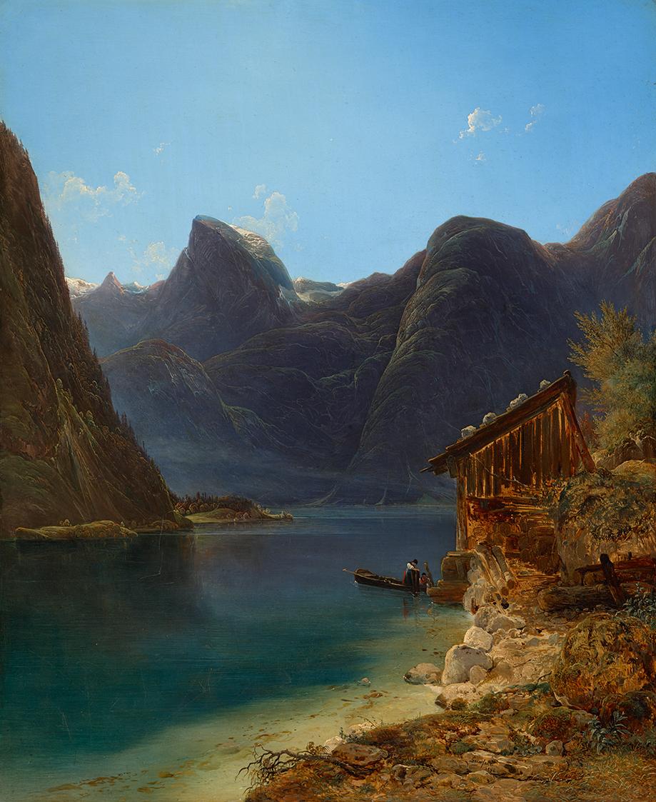 Franz Steinfeld, Der Hallstätter See, 1834, Öl auf Holz, 57 x 48 cm, Belvedere, Wien, Inv.-Nr. …