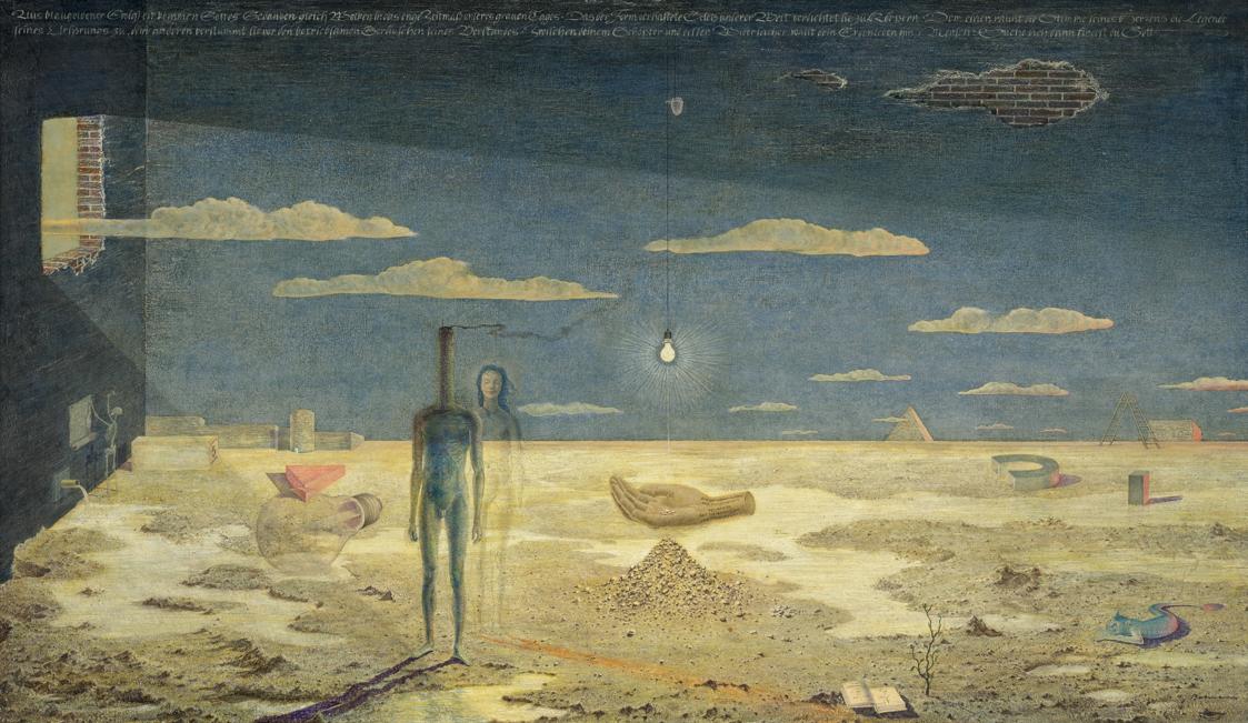 Walter Behrens, Verstand und Gefühl (Ewigkeit und Zeit), 1947-1948, Öl auf Hartfaserplatte, 39,…