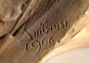 Gustinus Ambrosi, Beat Stoffel, Detail: Bezeichnung, 1966, Gips, patiniert, H: 46 cm, Belvedere…