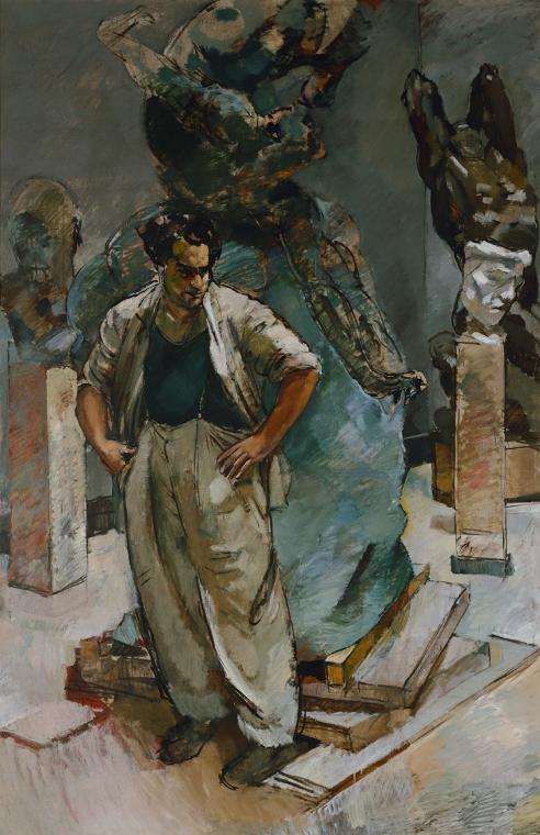 Egge Sturm-Skrla, Gustinus Ambrosi im Atelier, undatiert, Öl auf Leinwand, Belvedere, Wien, Inv…
