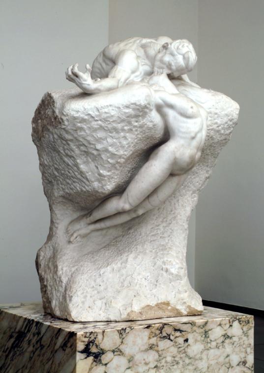 Gustinus Ambrosi, Das Promethidenlos, 1916-1918, Pentelischer Marmor auf Marmor-Postament, H: 2…