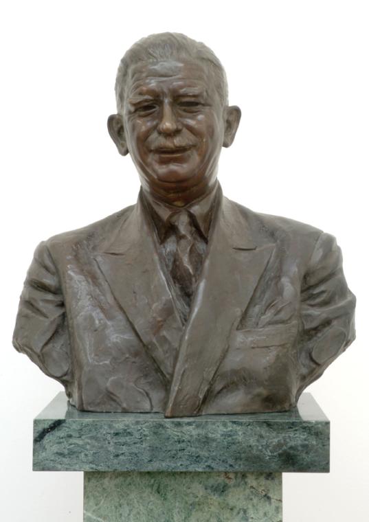 Gustinus Ambrosi, Leopold Figl, 1958, Bronze auf Serpentin/ Marmor-Postament, H: 55,5 cm, Belve…