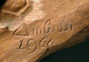 Gustinus Ambrosi, Beat Stoffel, Detail: Bezeichnung, 1966, Bronze, H: 45 cm, Belvedere, Wien, I…