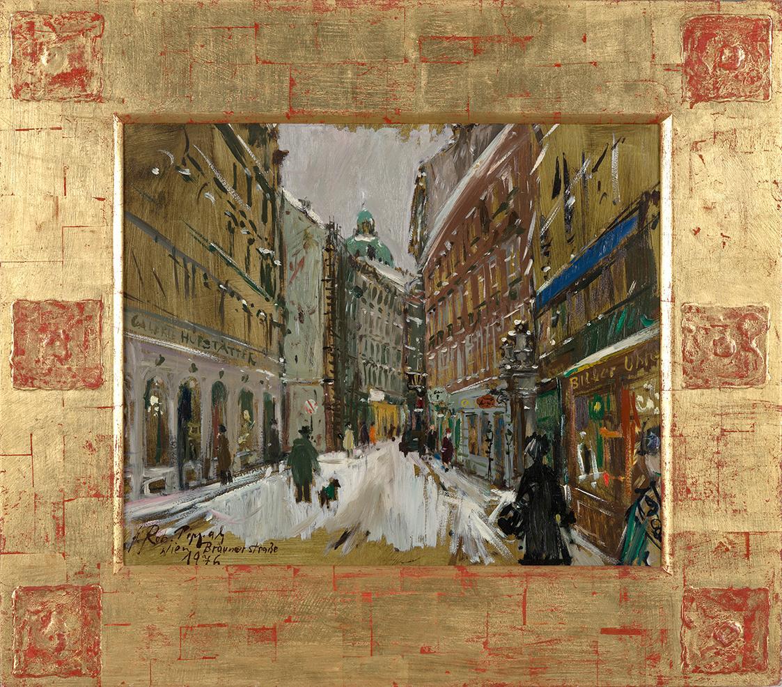 Hans Robert Pippal, Bräunerstraße im Schnee, 1976, Öl auf Platte, 45,3 × 54,6 cm, Belvedere, Wi…