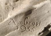 Gustinus Ambrosi, Josef Joham, Detail: Bezeichnung, 1955, Gips, H: 58,5 cm, Belvedere, Wien, In…