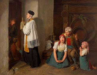 Ferdinand Georg Waldmüller, Die letzte Ölung, 1846, Öl auf Holzplatte, 46,5 × 60,5 cm, Belveder…