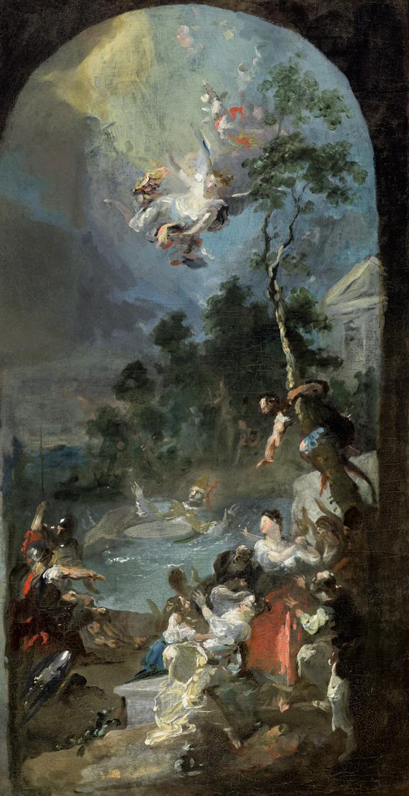 Franz Anton Maulbertsch, Das Martyrium des heiligen Quirinus, 1791, Öl auf Leinwand, 64 x 35 cm…