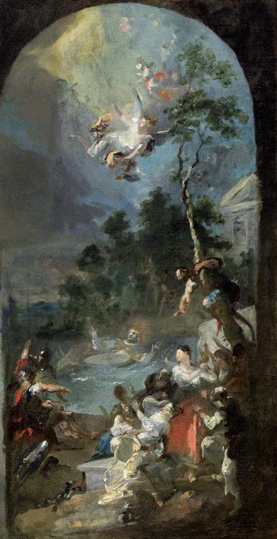 Franz Anton Maulbertsch, Das Martyrium des heiligen Quirinus, 1791, Öl auf Leinwand, 64 x 35 cm…