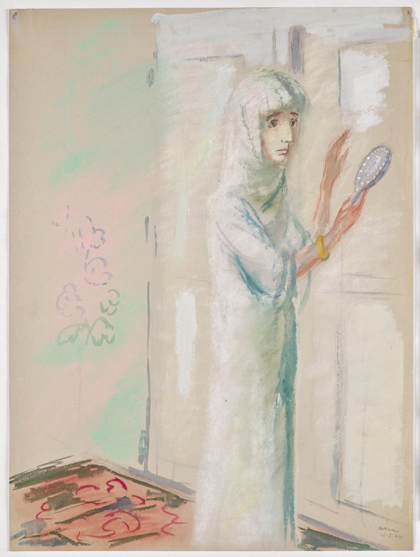Bettina Bauer-Ehrlich, Stehende mit Spiegel, 1944, Pastell, Blattmaße: 52,1 × 38,8 cm, Belveder…