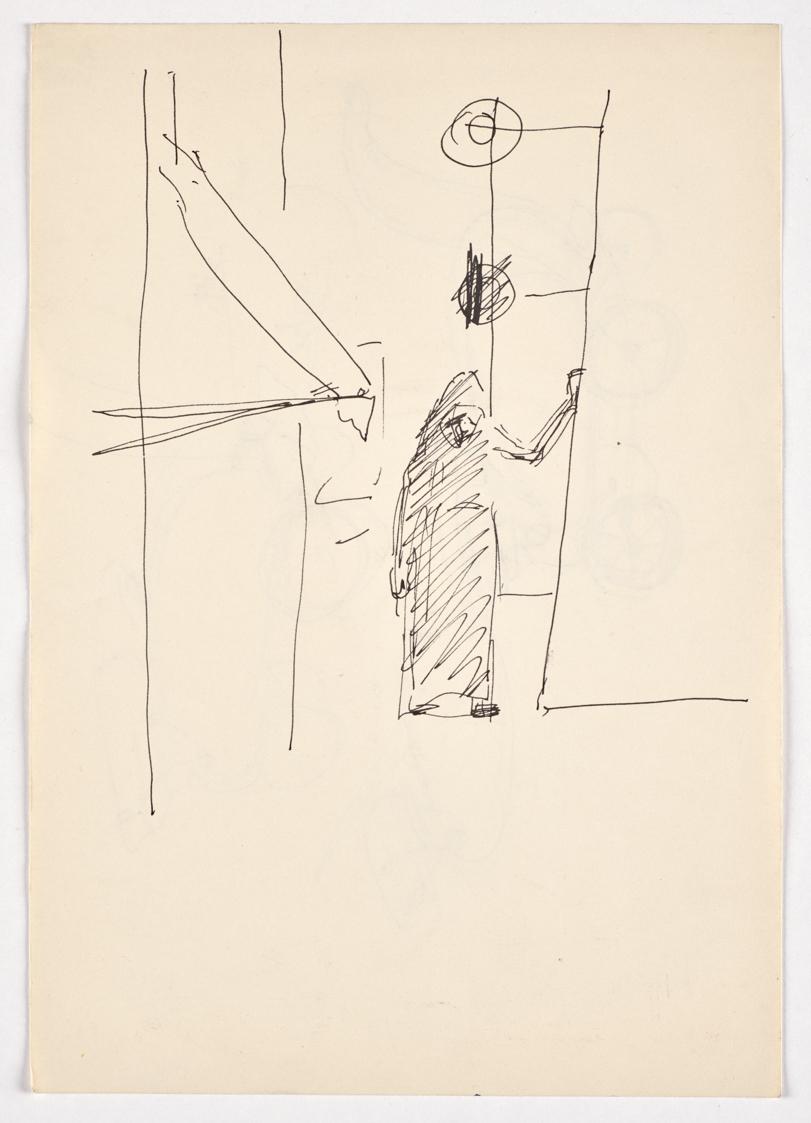Bettina Bauer-Ehrlich, Rastende Alte, 1932, Kugelschreiber auf Papier, Blattmaße: 25,3 × 17,7 c…