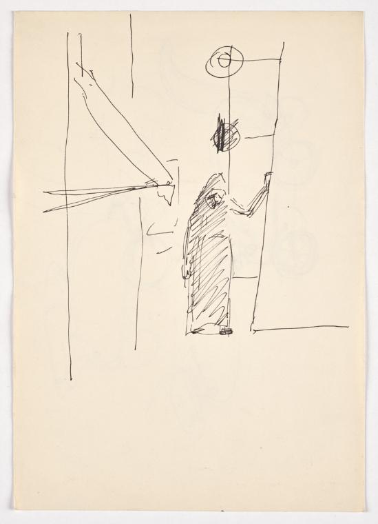 Bettina Bauer-Ehrlich, Rastende Alte, 1932, Kugelschreiber auf Papier, Blattmaße: 25,3 × 17,7 c…
