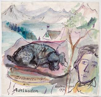 Bettina Bauer-Ehrlich, Erinnerung an Adelboden, 1970, Tusche laviert auf Papier, Blattmaße: 38,…