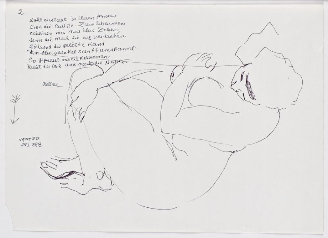 Bettina Bauer-Ehrlich, Badewunder am Opernring 2, 1972, Tusche auf Papier, Blattmaße: 29,7 × 41…