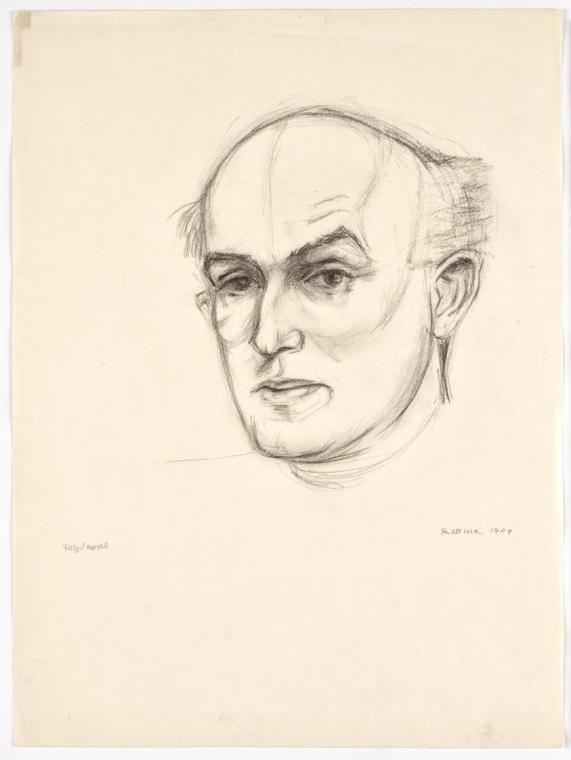 Bettina Bauer-Ehrlich, Bildnis Fritz Lampl, 1939, Kohle auf Papier, Blattmaße: 48 × 35,8 cm, Be ...