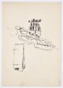 Bettina Bauer-Ehrlich, Skizzen (recto), Undatiert, Tusche auf Papier, Blattmaße: 17,8 × 25,3 cm…