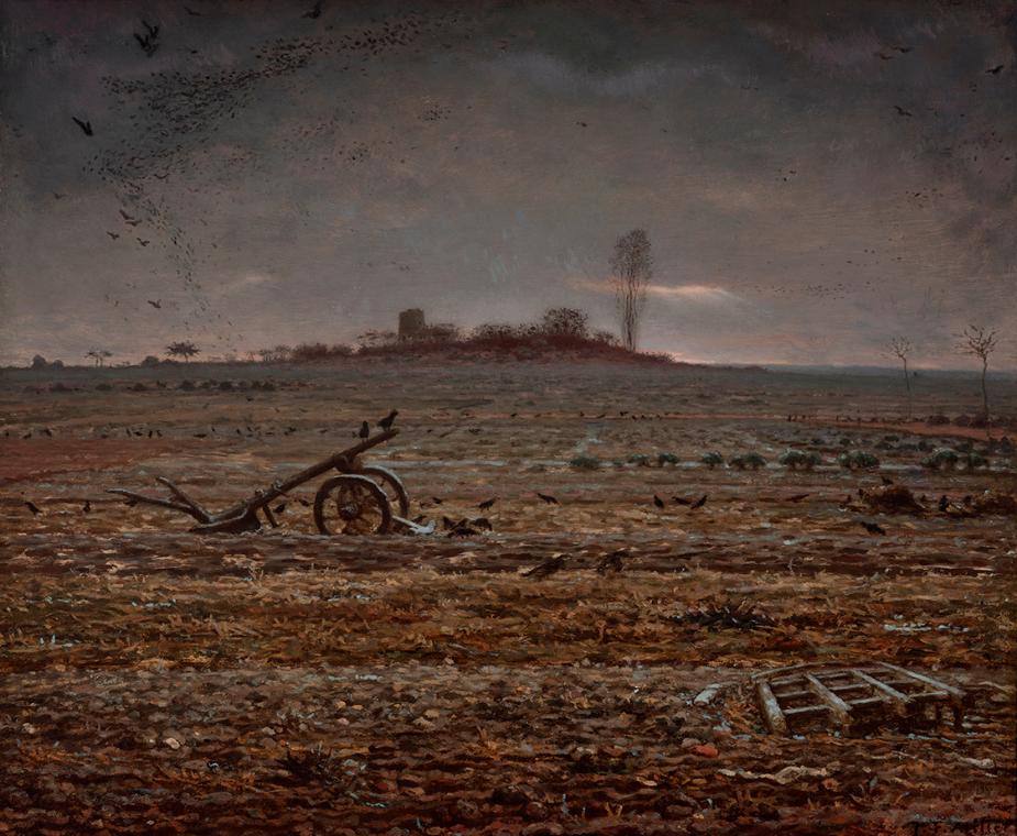 Jean-François Millet, Die Ebene von Chailly mit Egge und Pflug, 1862, Öl auf Leinwand, 60,3 × 7…