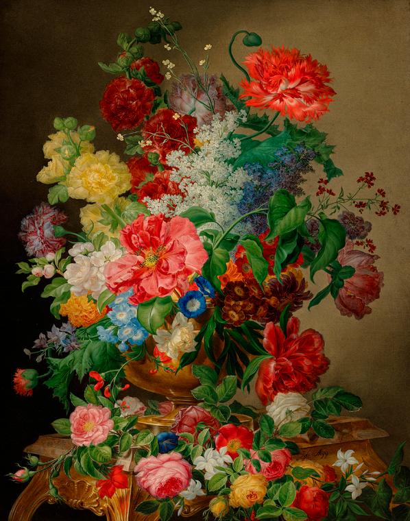 Josef Nigg, Blumenstrauß, um 1835, Öl auf Leinwand, 80 x 64 cm, Belvedere, Wien, Inv.-Nr. 3630