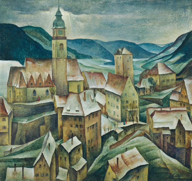 Albert Birkle, Horb am Neckar, 1922, Tempera auf Pappe, 65 x 67,2 cm, Belvedere, Wien, Inv.-Nr.…