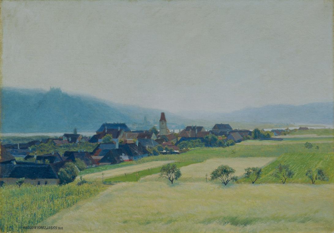 Anton Hans Karlinsky, Morgen an der Donau, 1908, Öl auf Leinwand, 73 x 103,5 cm, Belvedere, Wie…