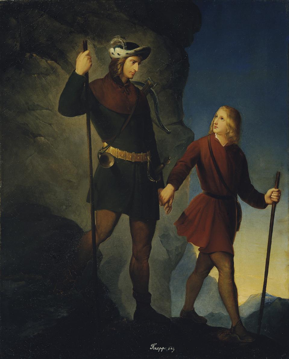 Friedrich Krepp, Die Errettung Kaiser Maximilians I. aus der Martinswand, 1849, Öl auf Leinwand…