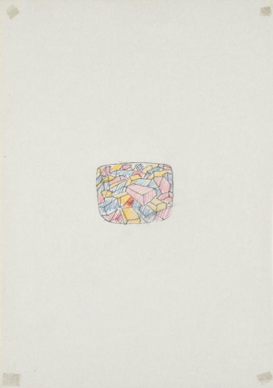Roland Goeschl, Ohne Titel, Undatiert, Bleistift, Buntstift, Seidenpapier, Karton, 29,7 × 21 cm…